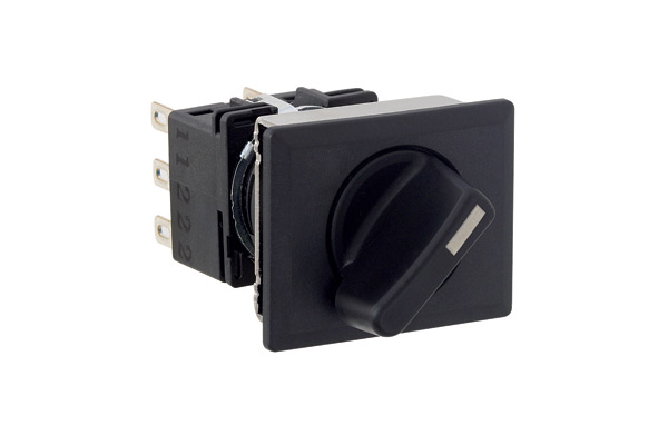 IDEC 16mm Selector Switch; Rectangular; 2-Position; 3PDT; Maintained; Black